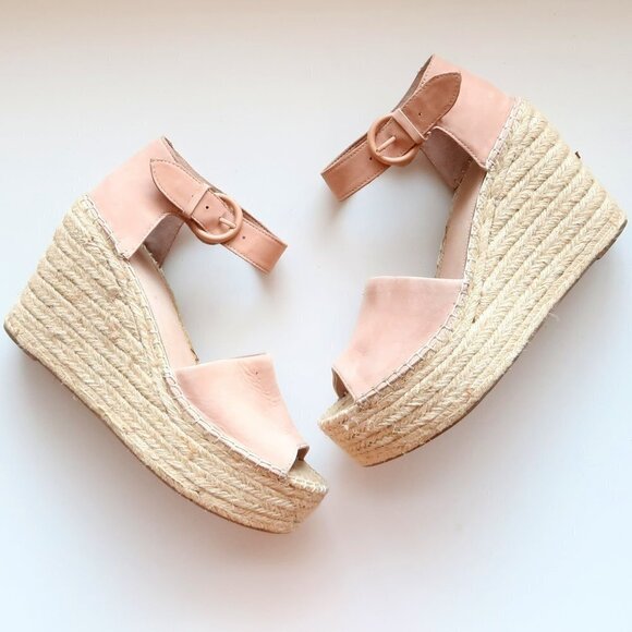Marc Fisher Alida Pale Pink Platform Espadrille Ankle Strap Sandals Summer Shoes - Picture 1 of 15